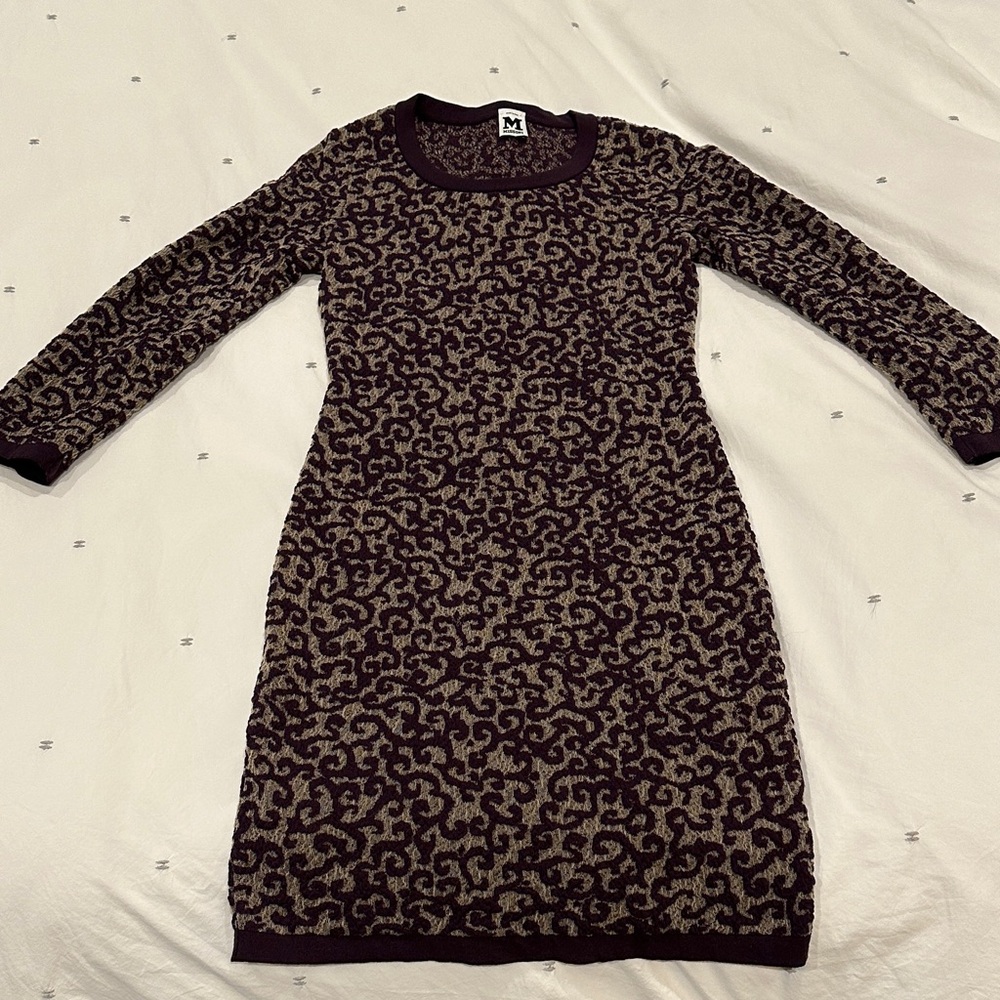 Missoni Burgundy and Cream Long Sleeve Dress
